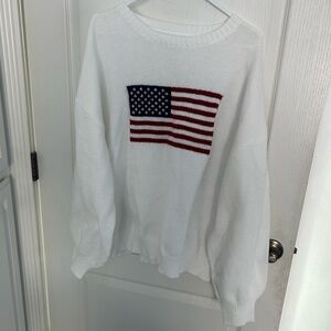 Patriotic White Sweater with Flag Design